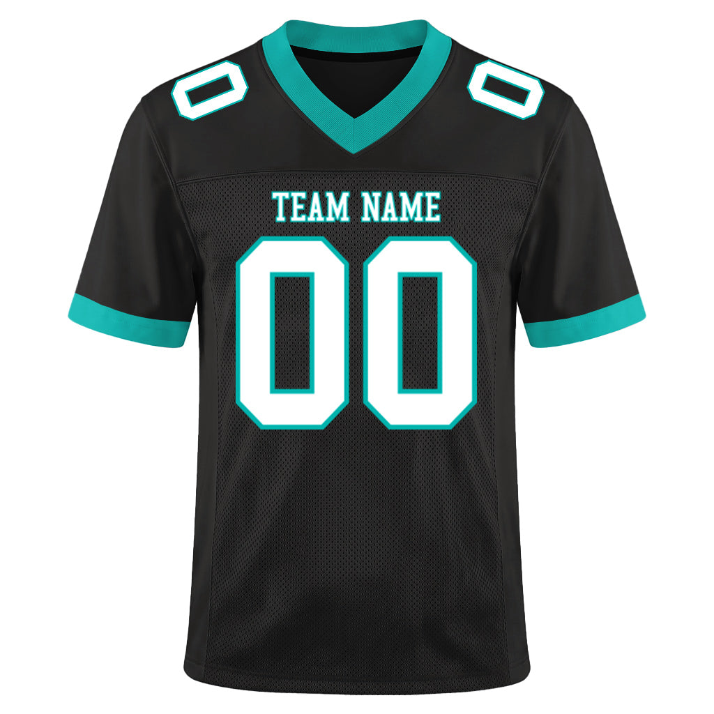 Custom Black White-Aqua Mesh Football Jersey