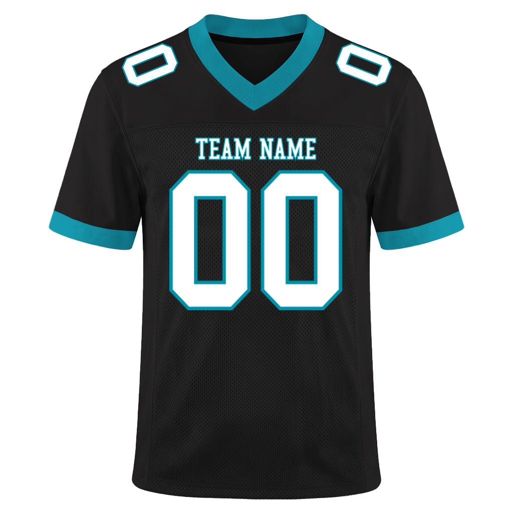 Custom Black White-Panther Blue Mesh Football Jersey