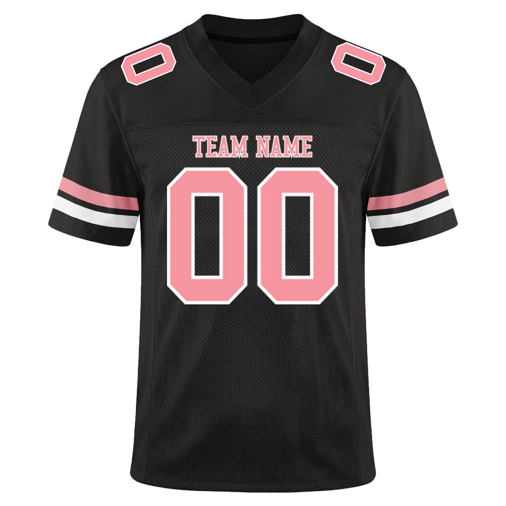 Custom Black Medium Pink-White Custom Name Mesh Football Jersey