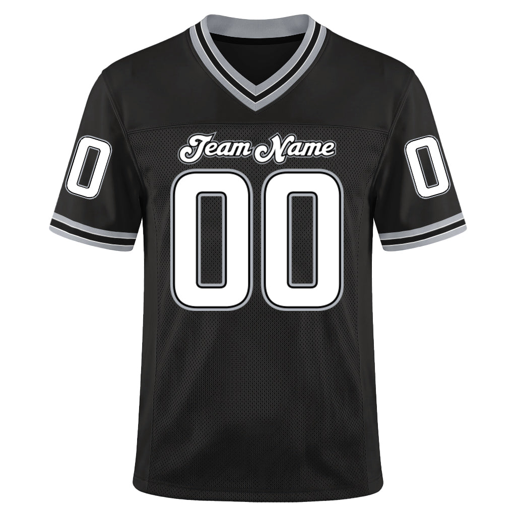 Custom Black White-Gray Mesh Throwback Mesh Football Jersey