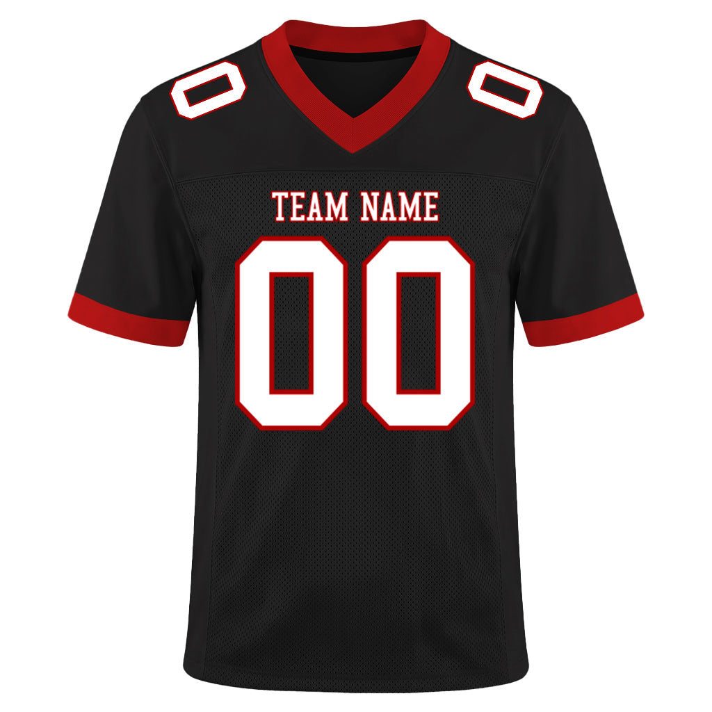 Custom Black White-Red Mesh Football Jersey