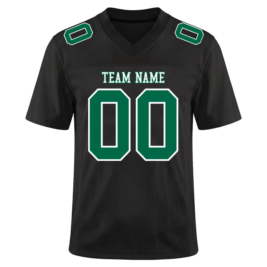 Custom Black Kelly Green-White Custom Name Mesh Football Jersey