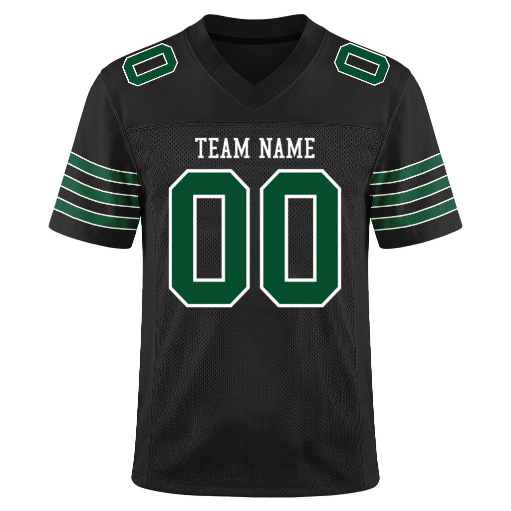 Custom Black Gotham Green-White Custom Name Mesh Football Jersey