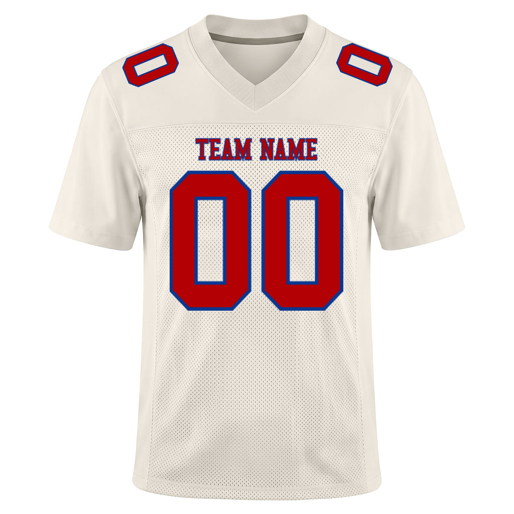 Custom Cream Red-Royal Football Jersey