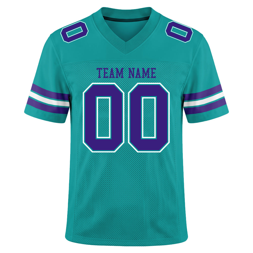 Custom Aqua Purple-White Football Jersey