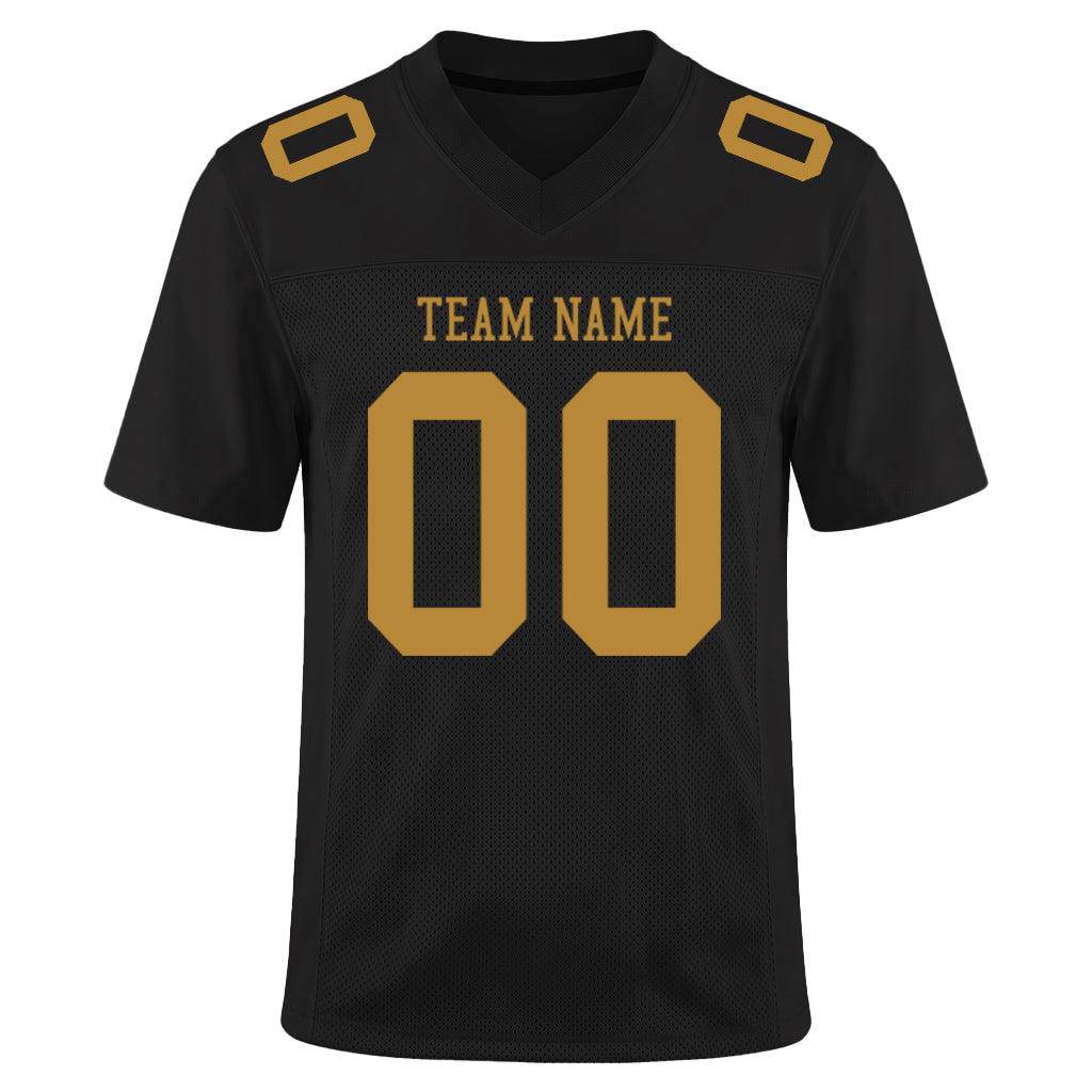 Custom Black Old Gold Mesh Football Jersey