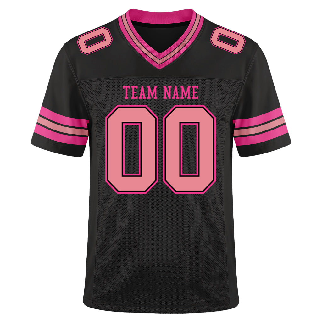 Custom Black Medium Pink-Pink Mesh Football Jersey