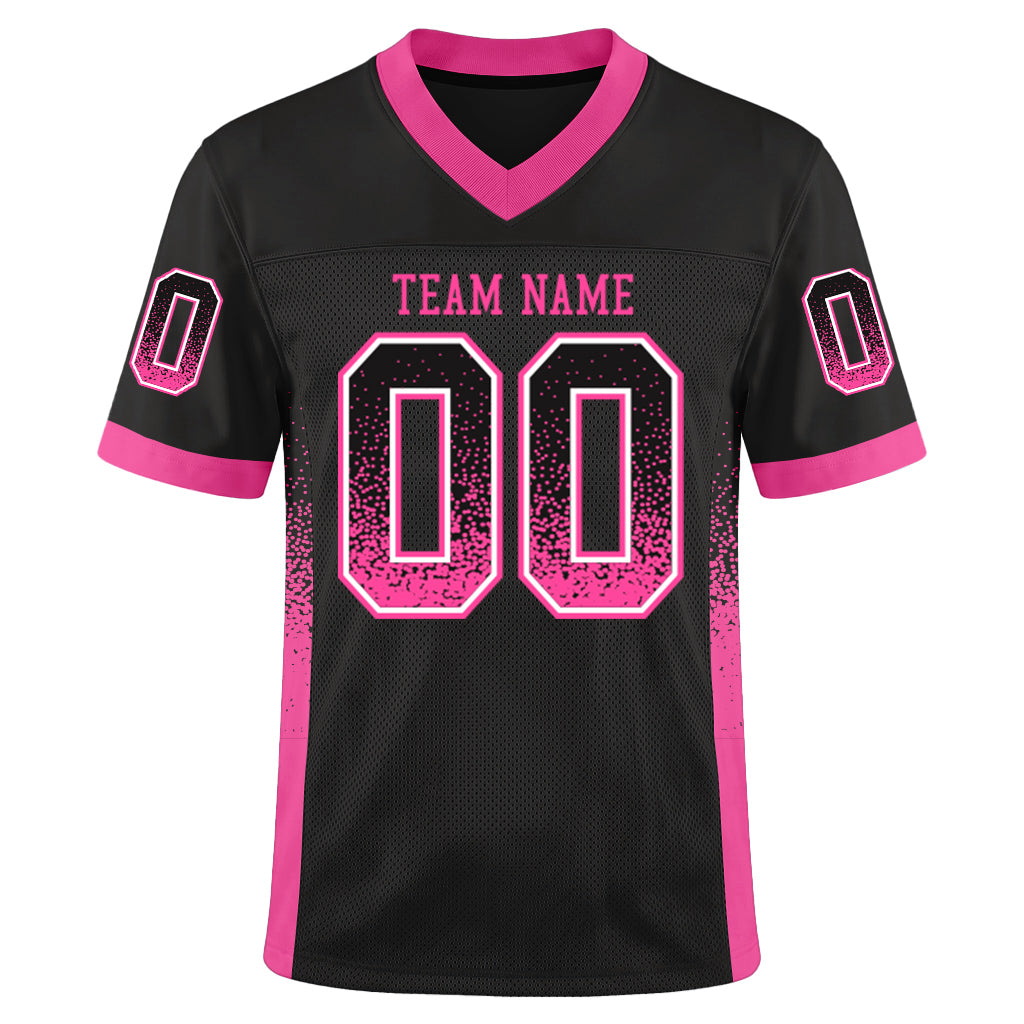Custom Black Pink-White Mesh Drift Fashion Mesh Football Jersey
