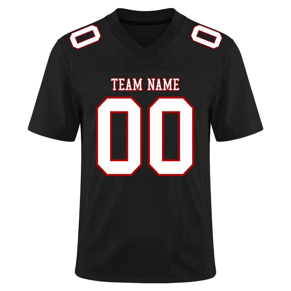 Custom Black White-Red Mesh Football Jersey