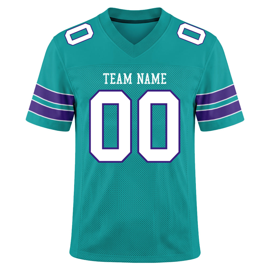 Custom Aqua White-Purple Football Jersey