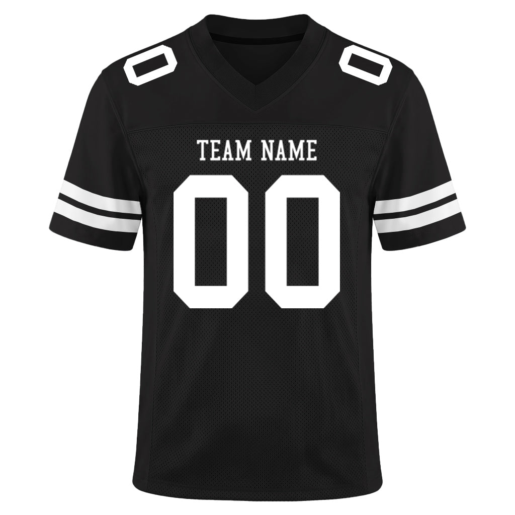 Custom Black White Mesh Football Jersey