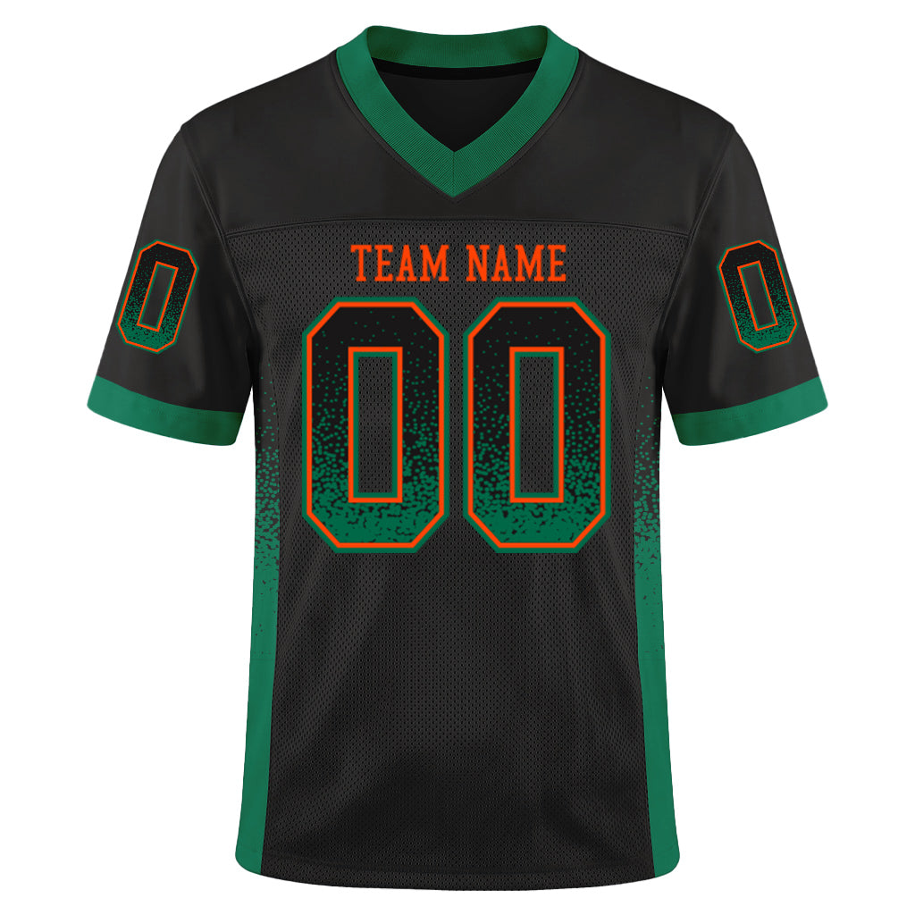 Custom Black Kelly Green-Orange Mesh Drift Fashion Mesh Football Jersey