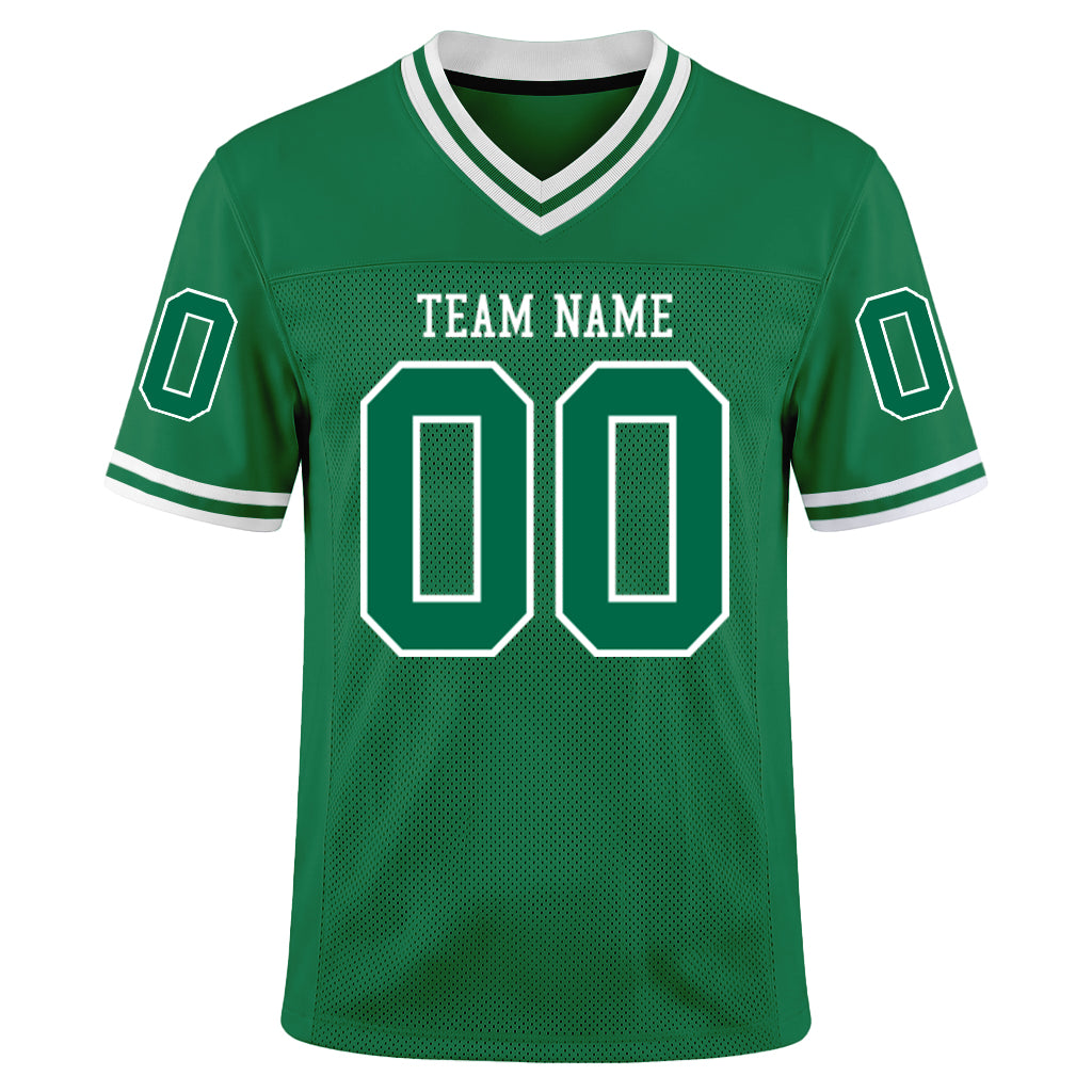 Custom Kelly Green White Mesh Football Jersey
