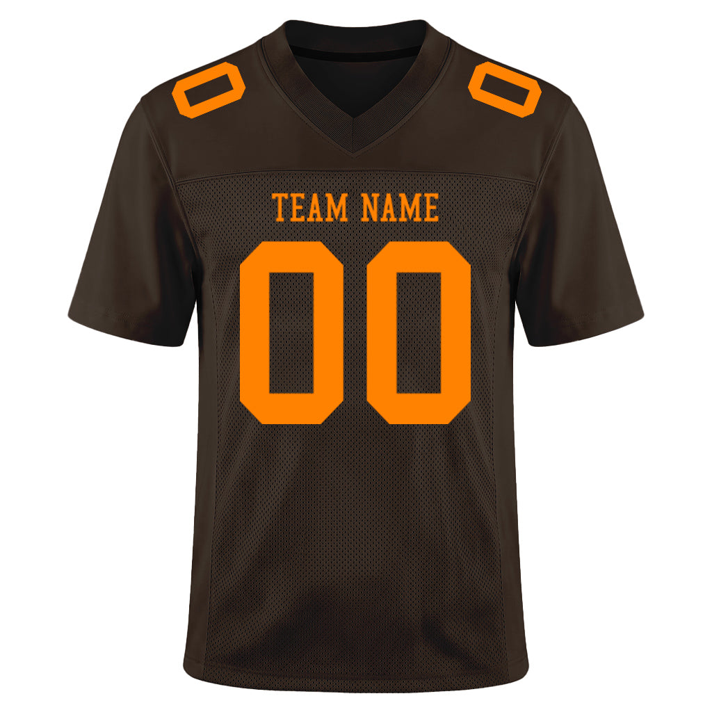 Custom Brown Bay Orange Mesh Football Jersey