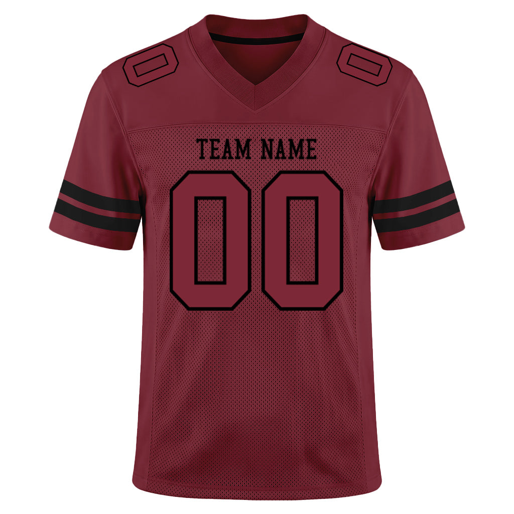 Custom Burgundy Burgundy-Black Mesh Football Jersey