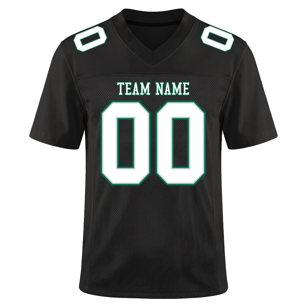 Custom Black White Gray-Midnight Green Mesh Football Jersey