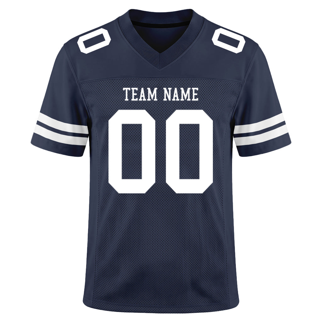 Custom Navy White Custom Name Football Jerseys For Men & Women