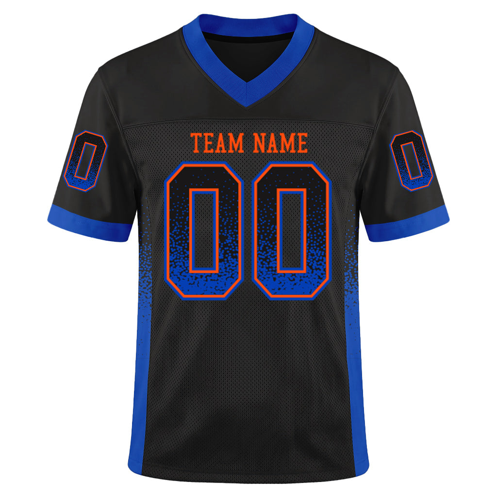 Custom Black Thunder Blue-Orange Mesh Drift Fashion Mesh Football Jersey