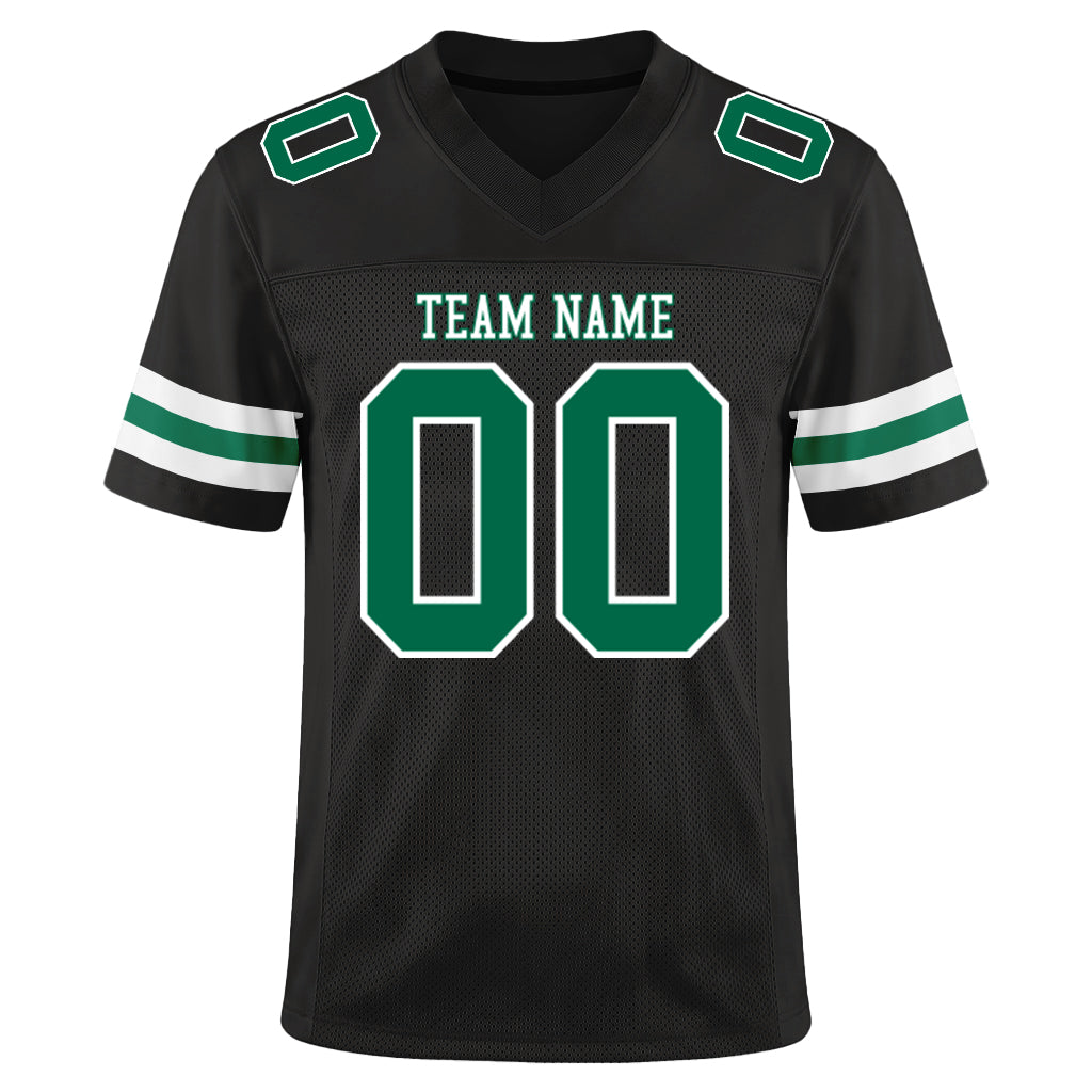 Custom Black Kelly Green-White Custom Name Mesh Football Jersey