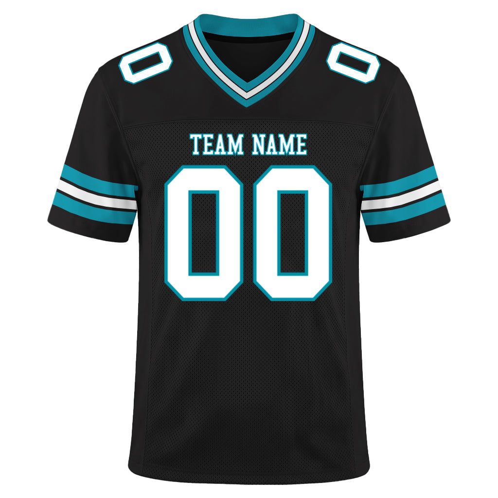 Custom Black White-Panther Blue Mesh Football Jersey