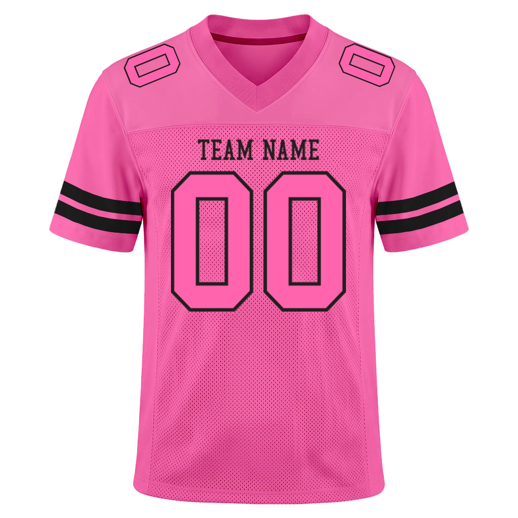 Custom Pink Pink-Black Mesh Football Jersey