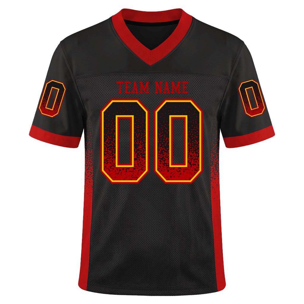 Custom Black Red-Gold Mesh Drift Fashion Mesh Football Jersey