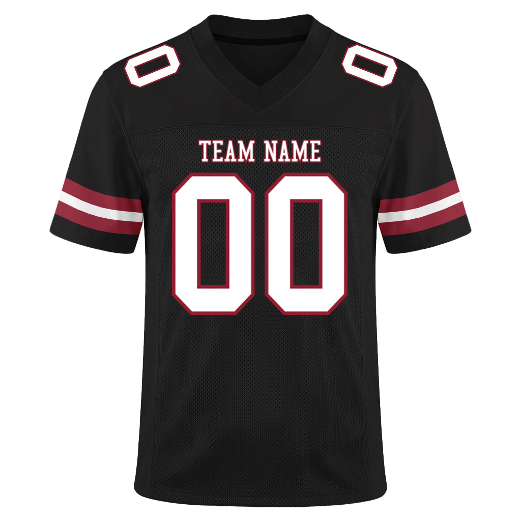 Custom Black White-Cardinal Mesh Football Jersey