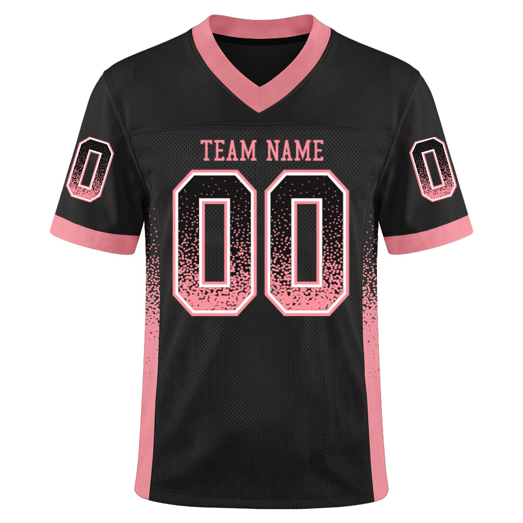 Custom Black Medium Pink-White Mesh Drift Fashion Mesh Football Jersey