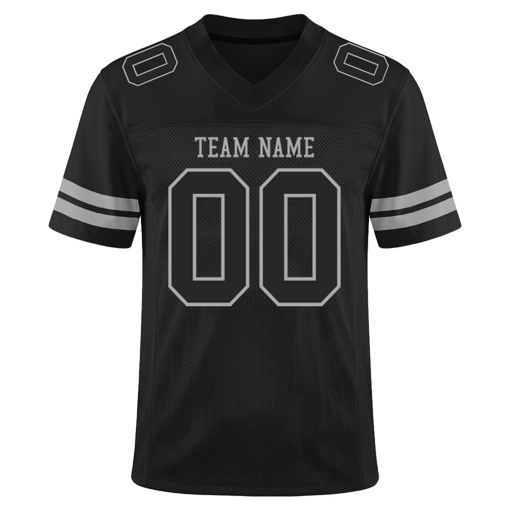 Custom Black Black-Gray Mesh Football Jersey