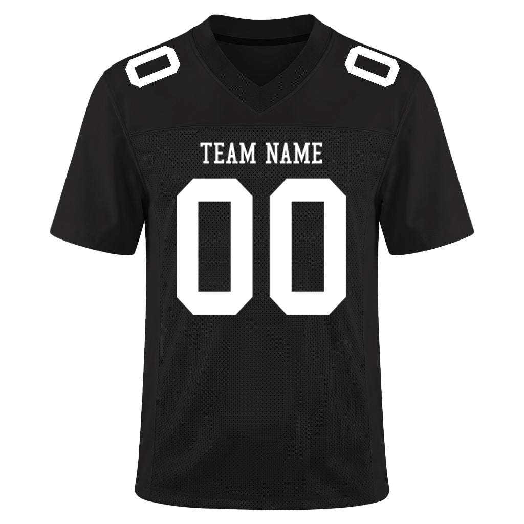 Custom Black White Mesh Football Jersey