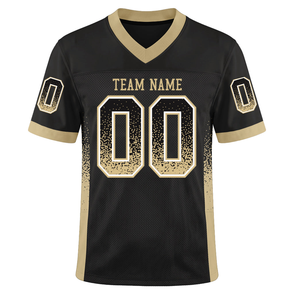 Custom Black Vegas Gold-White Drift Fashion Custom Name Mesh Football Jersey