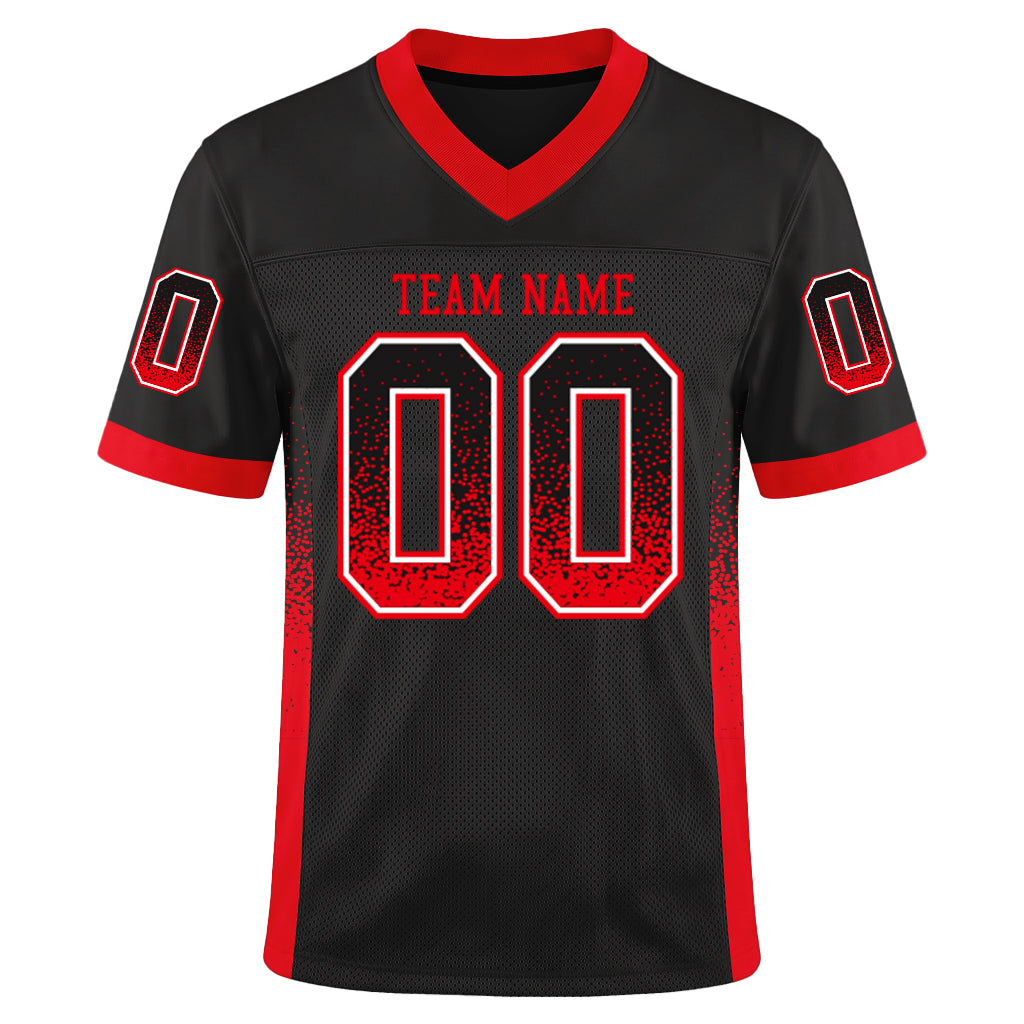 Custom Black Fire Red-White Mesh Drift Fashion Mesh Football Jersey