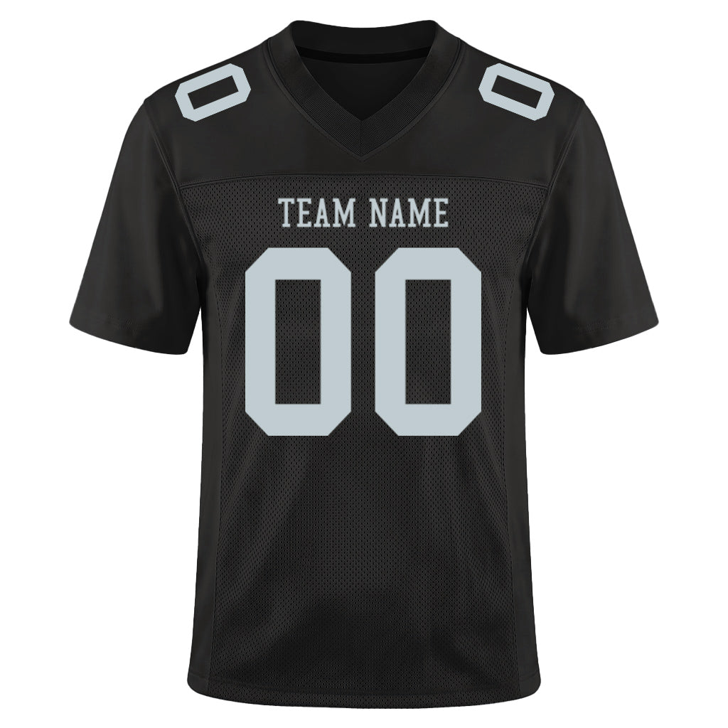 Custom Black Silver Mesh Football Jersey