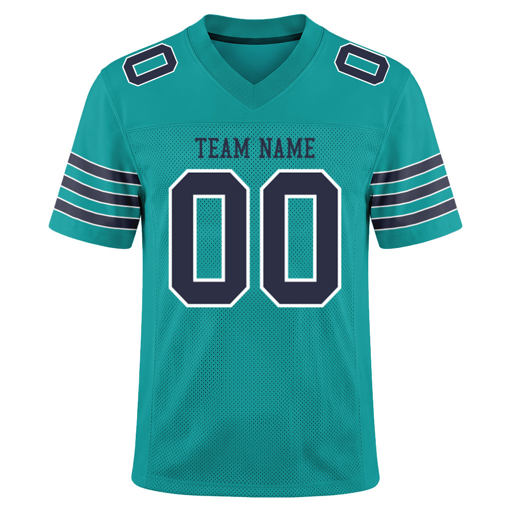 Custom Aqua Navy-White Custom Name Mesh Football Jersey