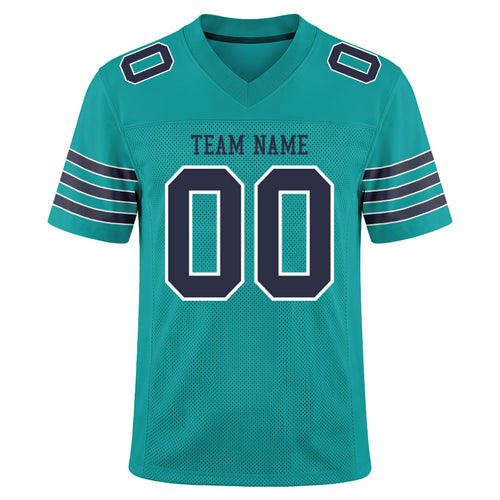 Custom Aqua Navy-White Custom Name Mesh Football Jersey