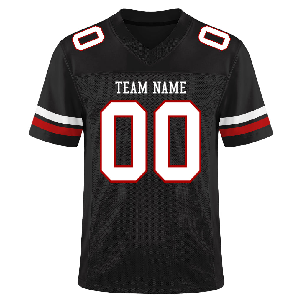 Custom Black White-Red Mesh Football Jersey