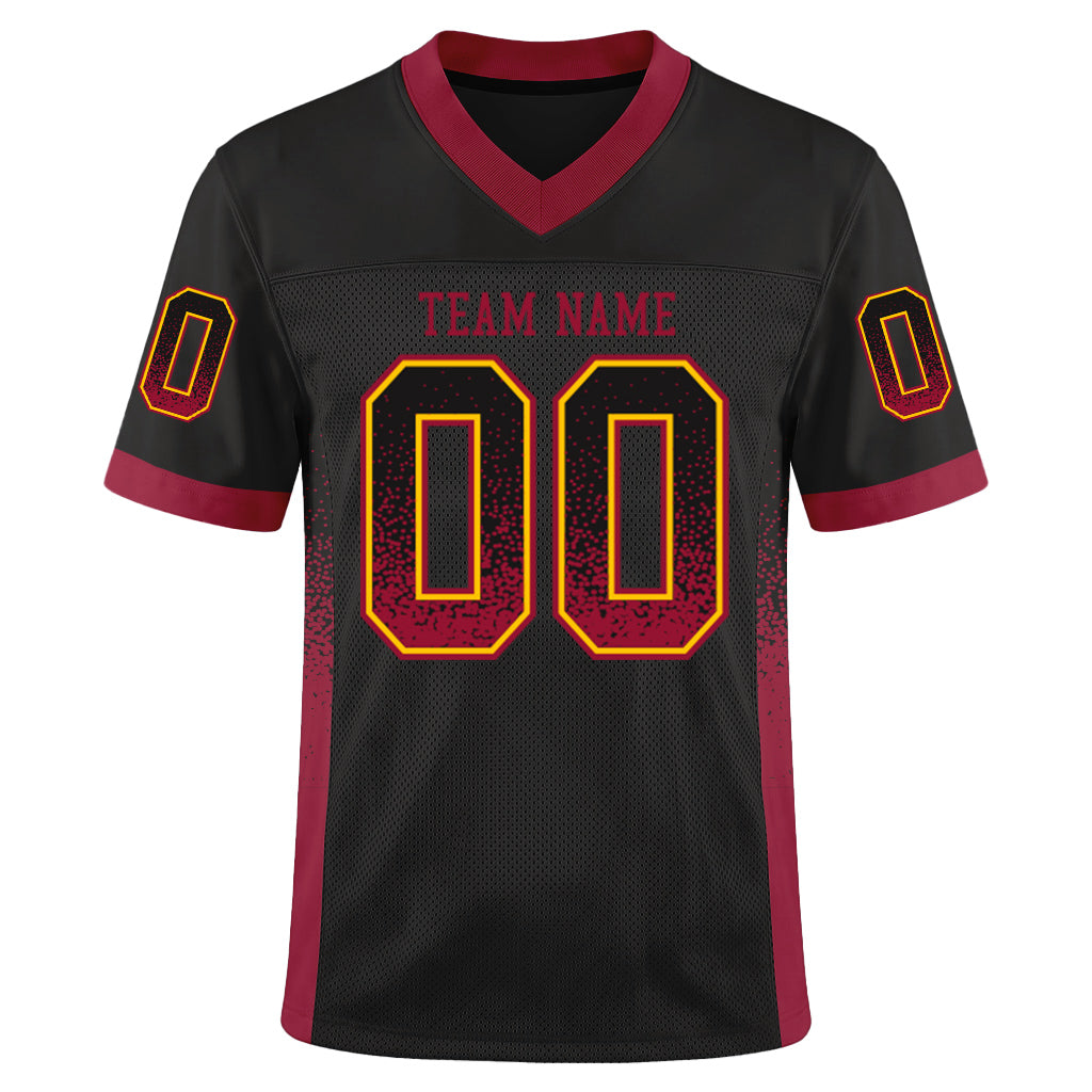 Custom Black Crimson-Yellow Mesh Drift Fashion Mesh Football Jersey