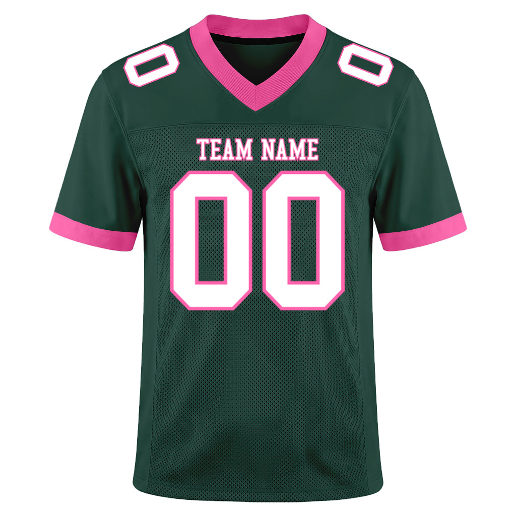 Custom Green White-Pink Mesh Football Jersey
