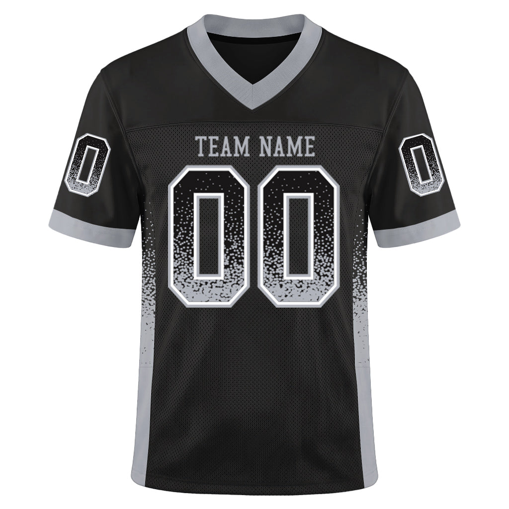 Custom Black Gray-White Mesh Drift Fashion Mesh Football Jersey