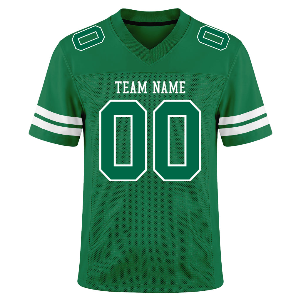 Custom Kelly Green White Mesh Football Jersey