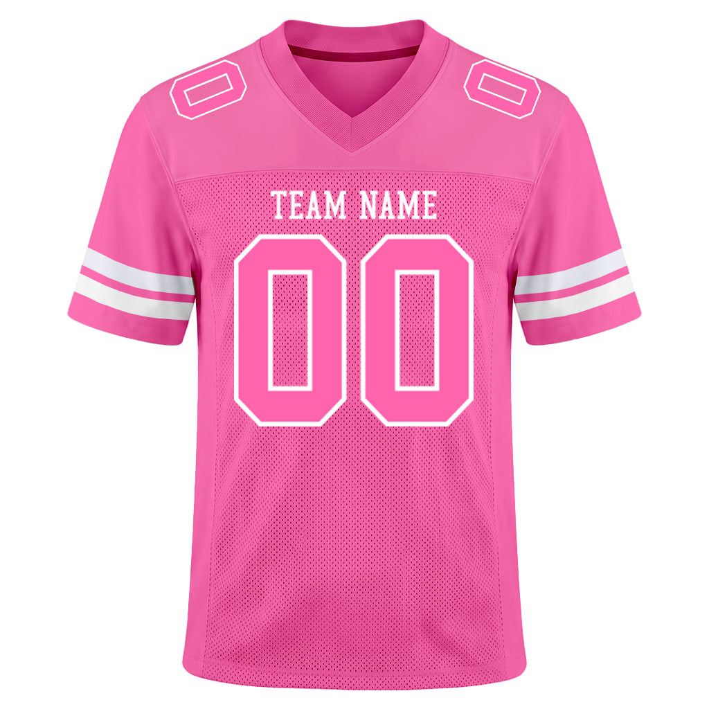 Custom Pink Pink-White Mesh Football Jersey