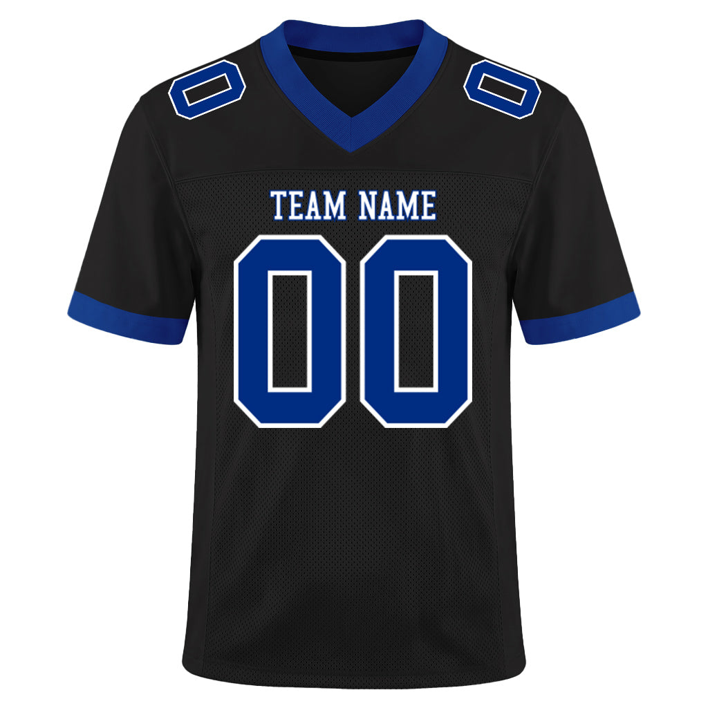 Custom Black Royal-White Mesh Football Jersey