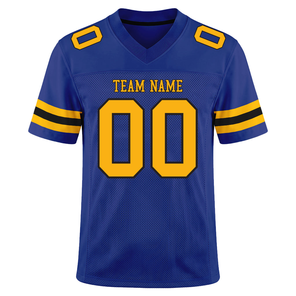 Custom Royal Yellow-Black Mesh Football Jersey