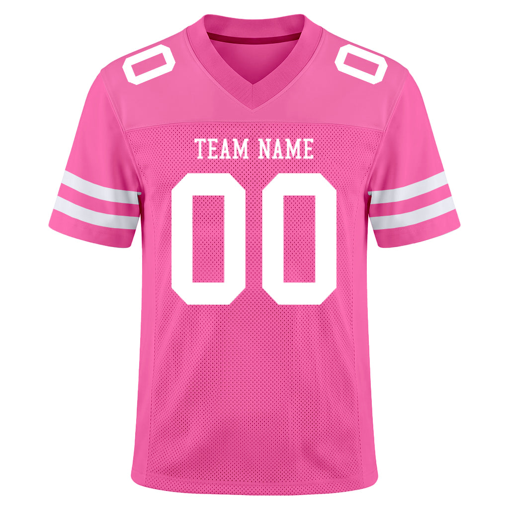 Custom Pink White Mesh Football Jersey