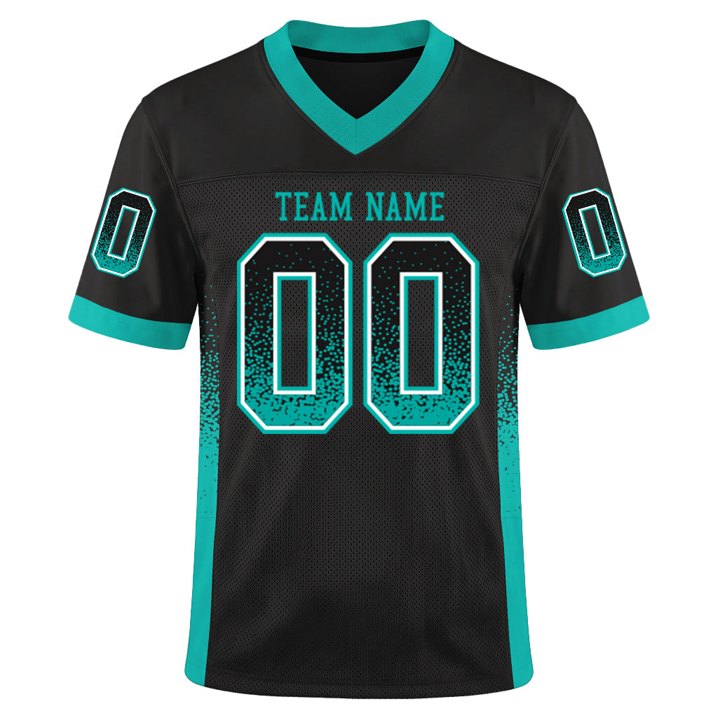 Custom Black Aqua-White Mesh Drift Fashion Mesh Football Jersey