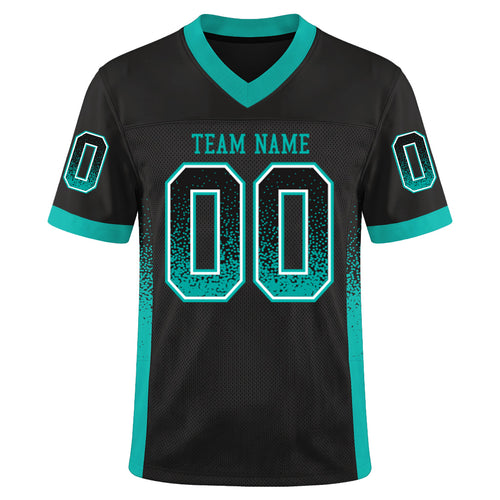 Custom Black Aqua-White Mesh Drift Fashion Mesh Football Jersey