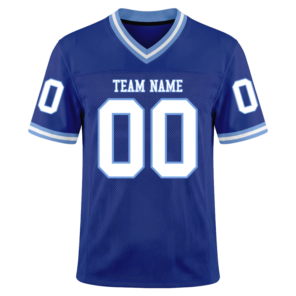 Custom Royal White-Light Blue Mesh Football Jersey
