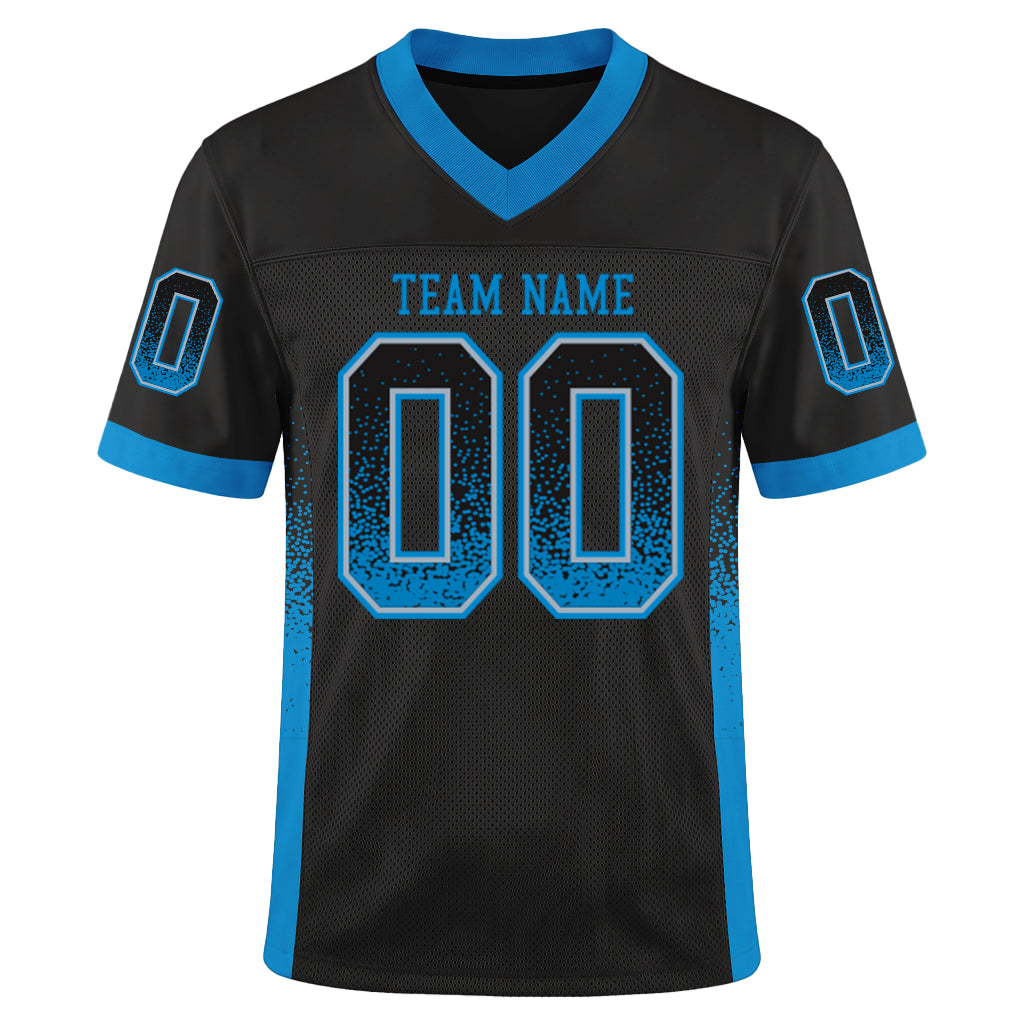 Custom Black Panther Blue-Gray Mesh Drift Fashion Mesh Football Jersey