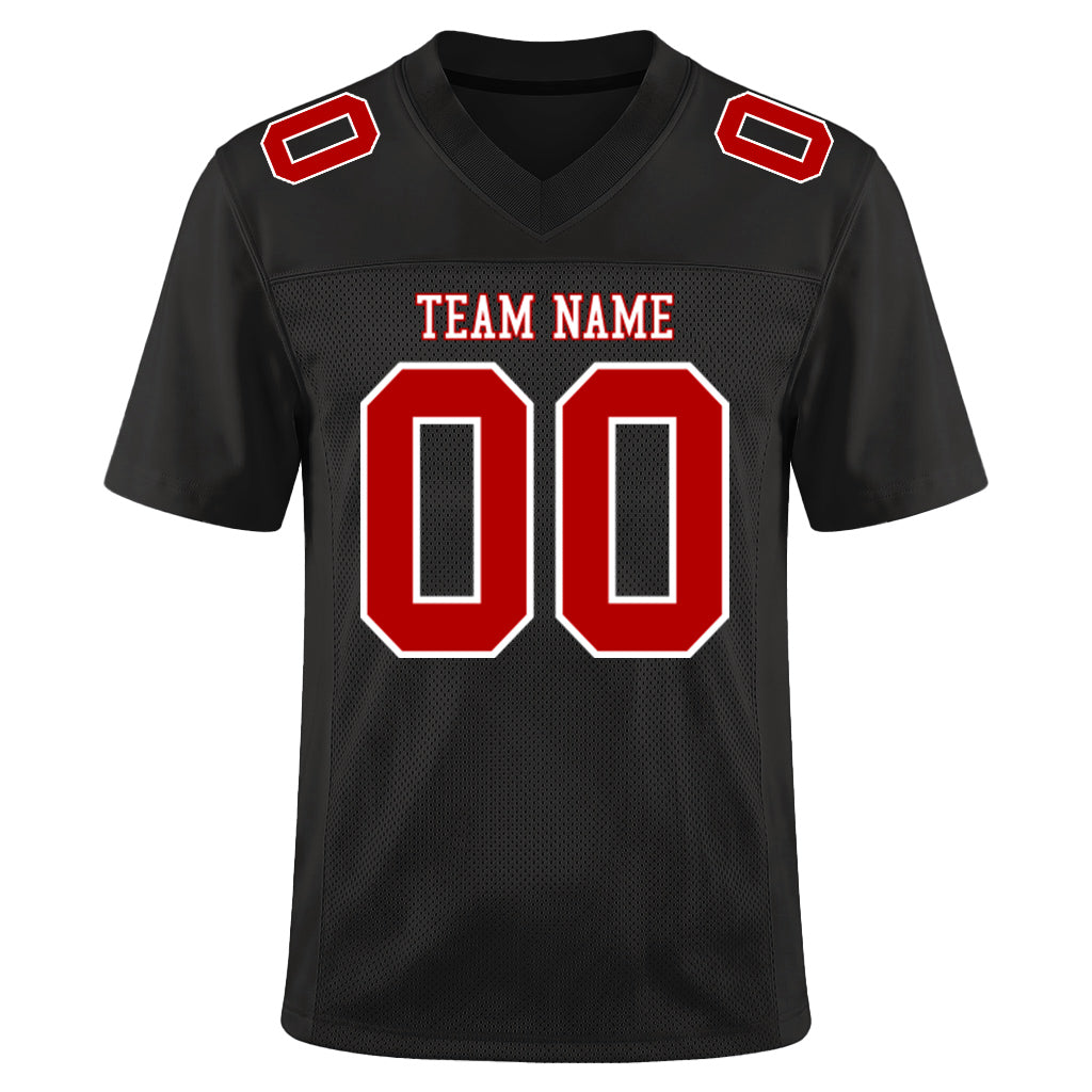 Custom Black Scarlet-White Custom Name Mesh Football Jersey