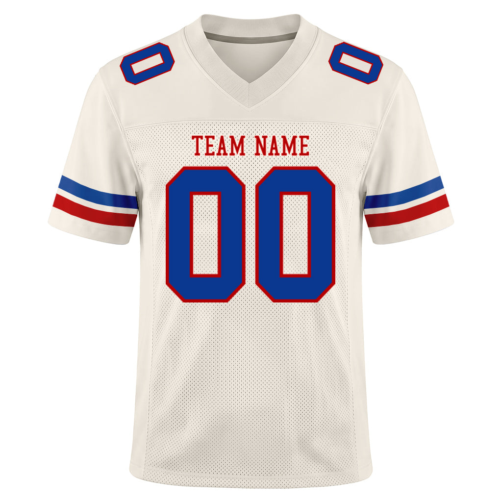 Custom Cream Royal-Red Mesh Football Jersey